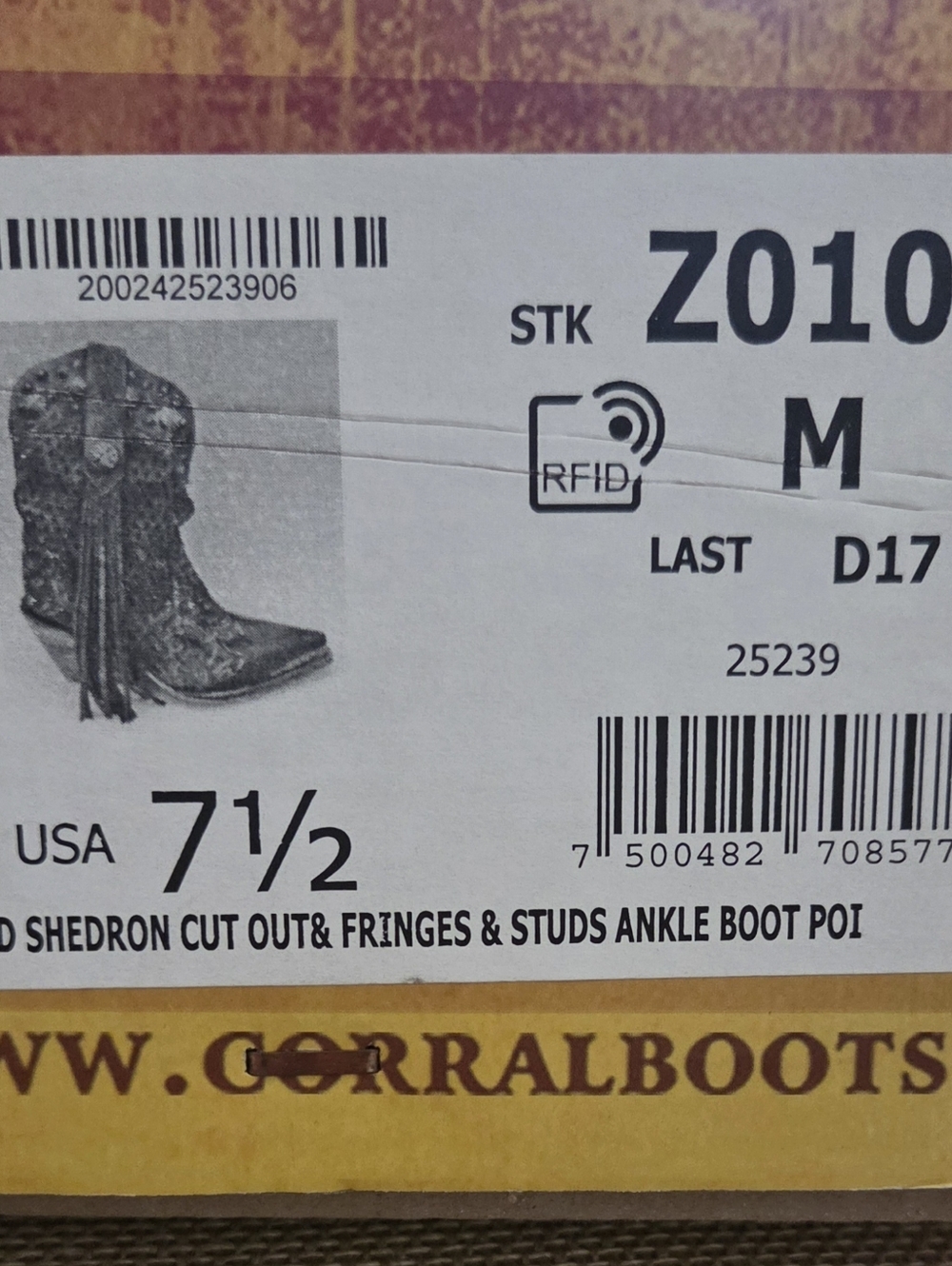Corral Shedron Western Fringe Studded Ankle Boots